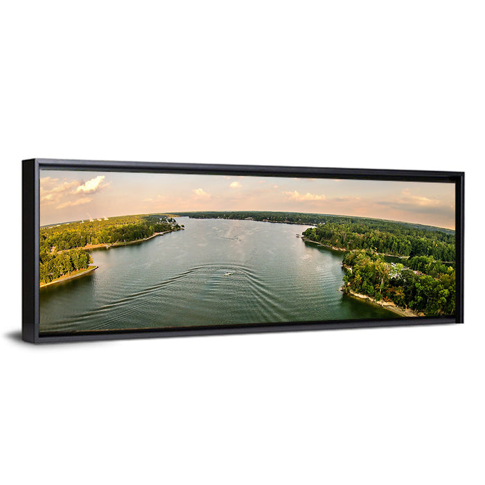 Lake Wylie Golden Hour Wall Art as a framed canvas