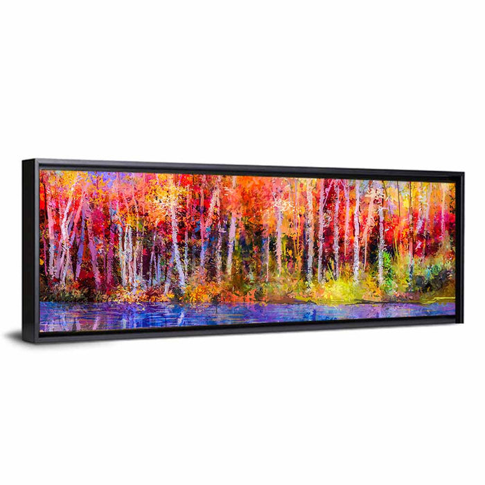 Vibrant Forest Reflection Wall Art as a framed canvas