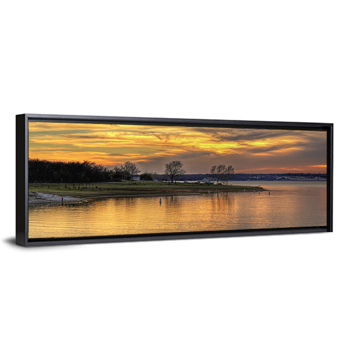 Lake Whitney Sunset Wall Art as a framed canvas