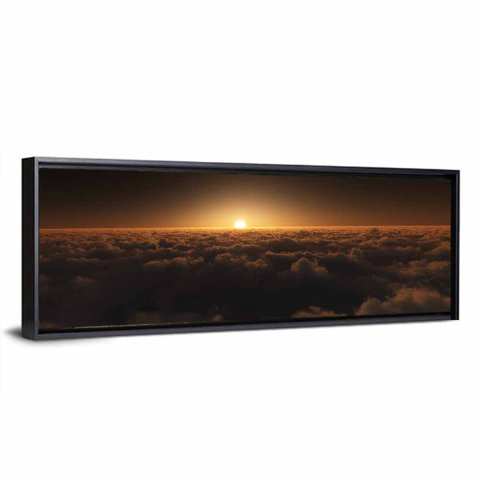 Sunset Over Cloud Sea Wall Art as a framed canvas
