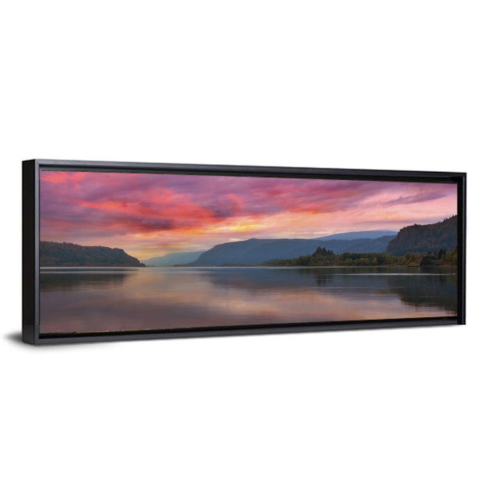 Sunrise Over River Gorge Wall Art as a framed canvas