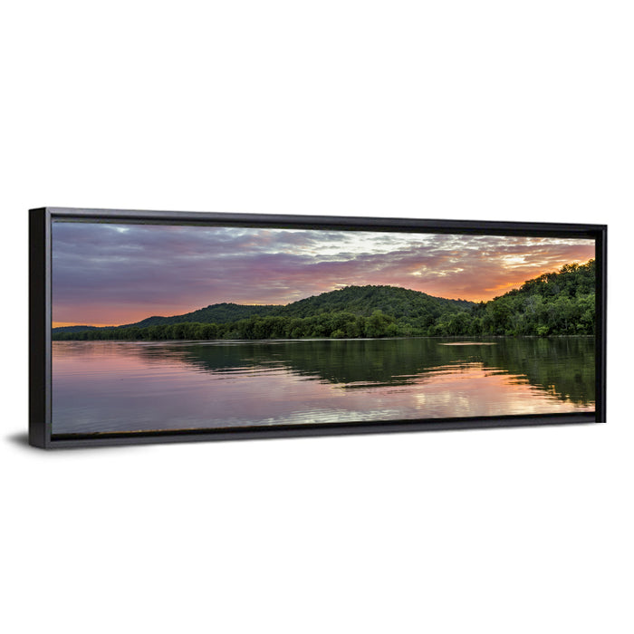 Ohio River Paden City at Dusk Wall Art as a framed canvas