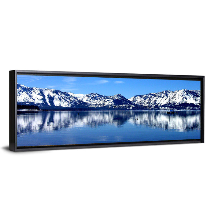 Lake Tahoe Mountain Reflection Wall Art as a framed canvas