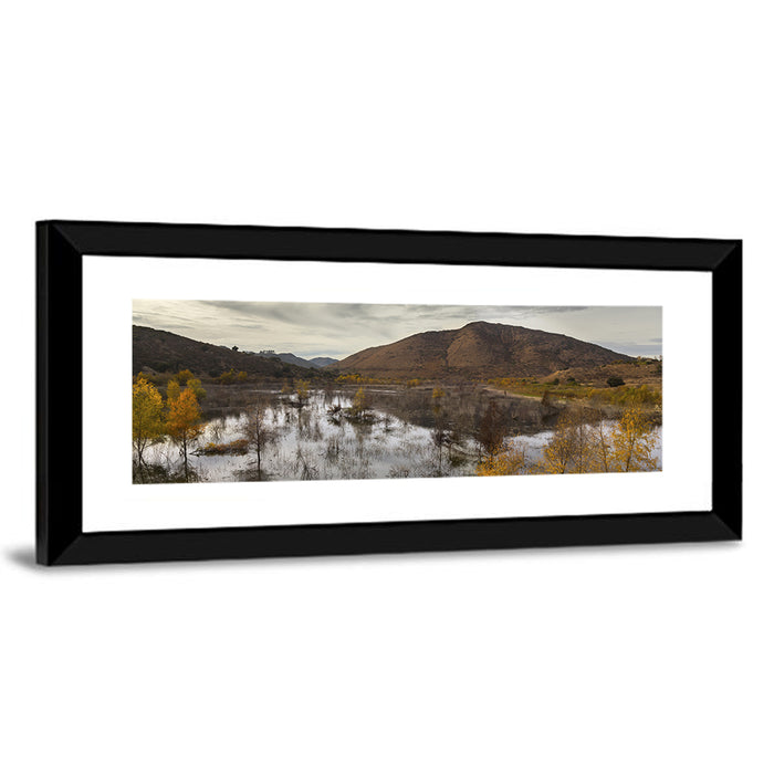Lake Hodges Autumn Reflection Wall Art as a framed print