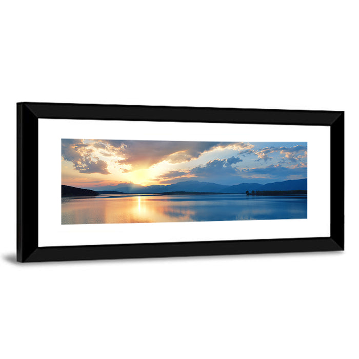 Golden Hour Lake Reflection Wall Art as a framed print