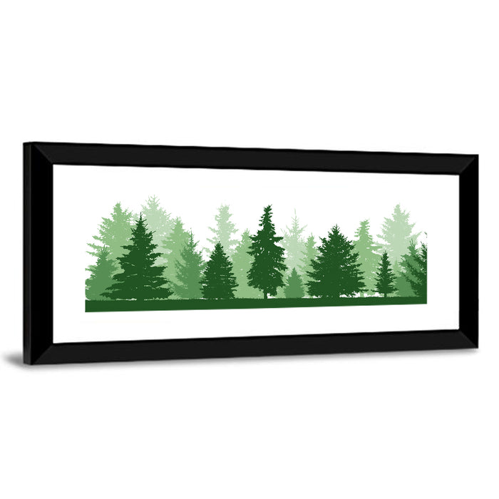 Layered Pine Forest Silhouette Wall Art as a framed print