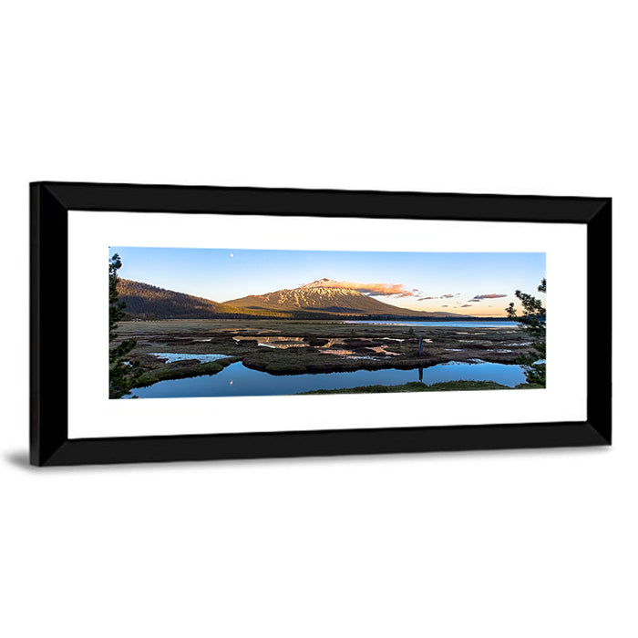 Mount Bachelor Moonlit Sunset Wall Art as a framed print