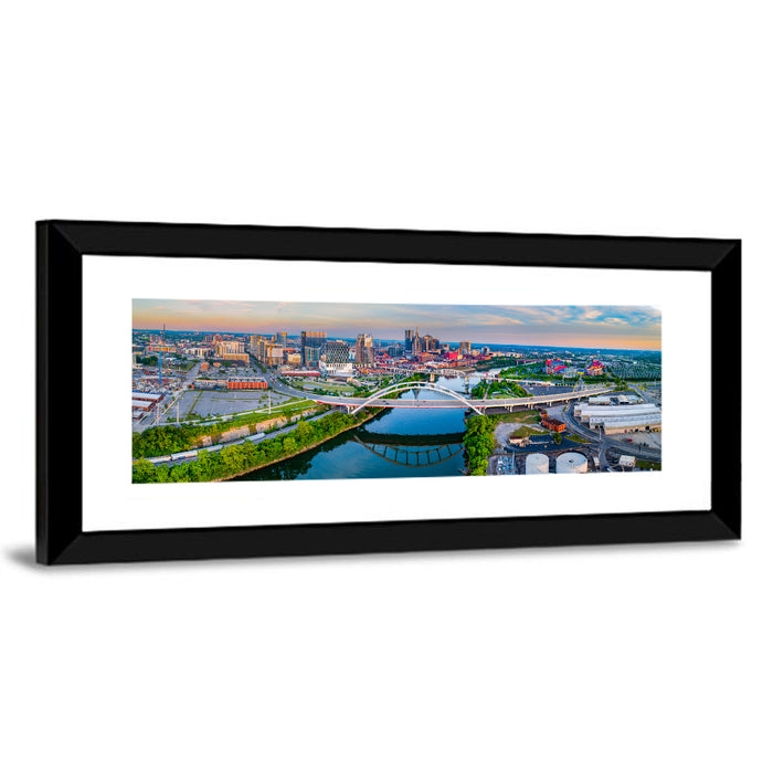 Nashville Skyline at Golden Hour Wall Art as a framed print