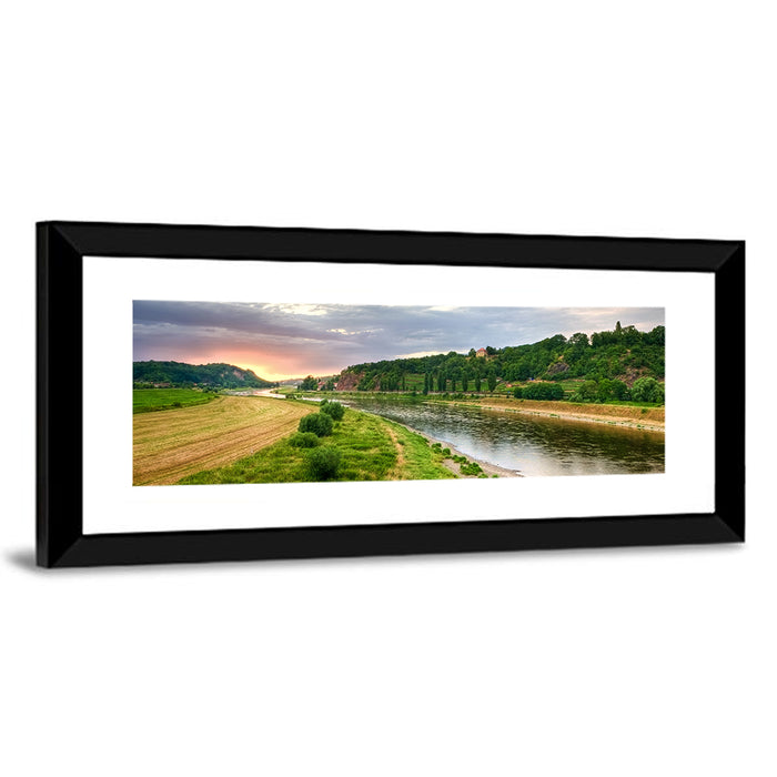 Elbe River at Golden Hour Wall Art as a framed print