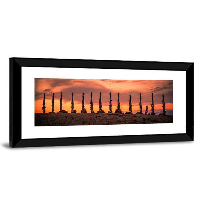 Shaman Pillars at Dusk Wall Art as a framed print