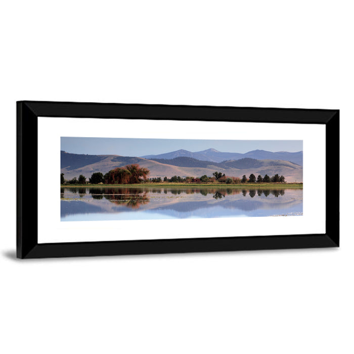 Mission Valley Lake Reflection Wall Art as a framed print