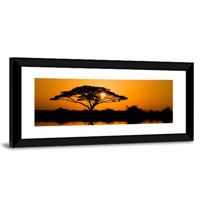 Acacia Tree at Sunrise Wall Art as a framed print