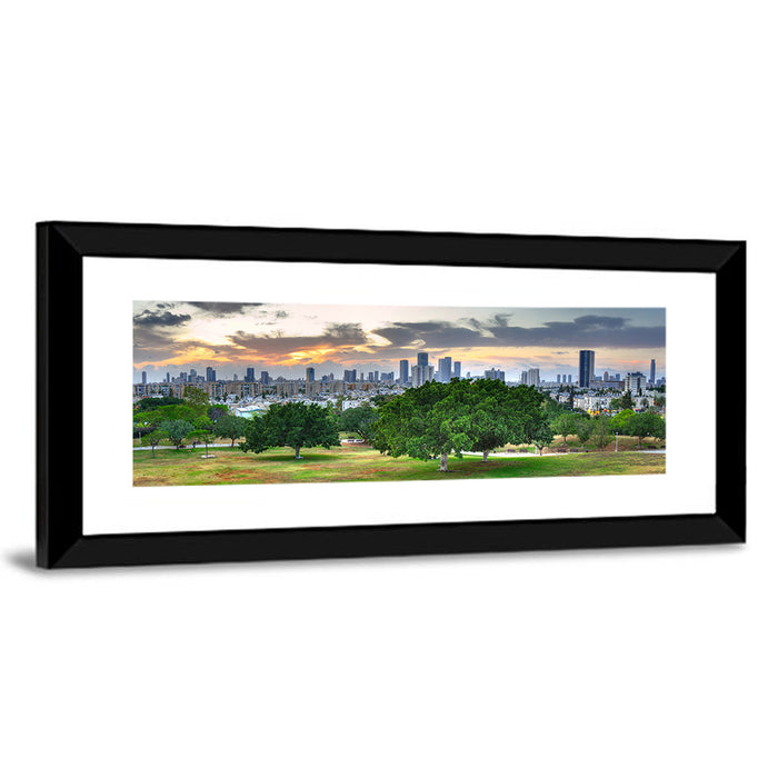 Tel Aviv Skyline at Dusk Wall Art as a framed print