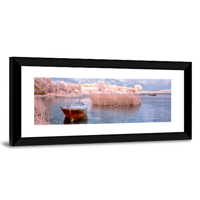 Golyazi Lake Boat Wall Art as a framed print