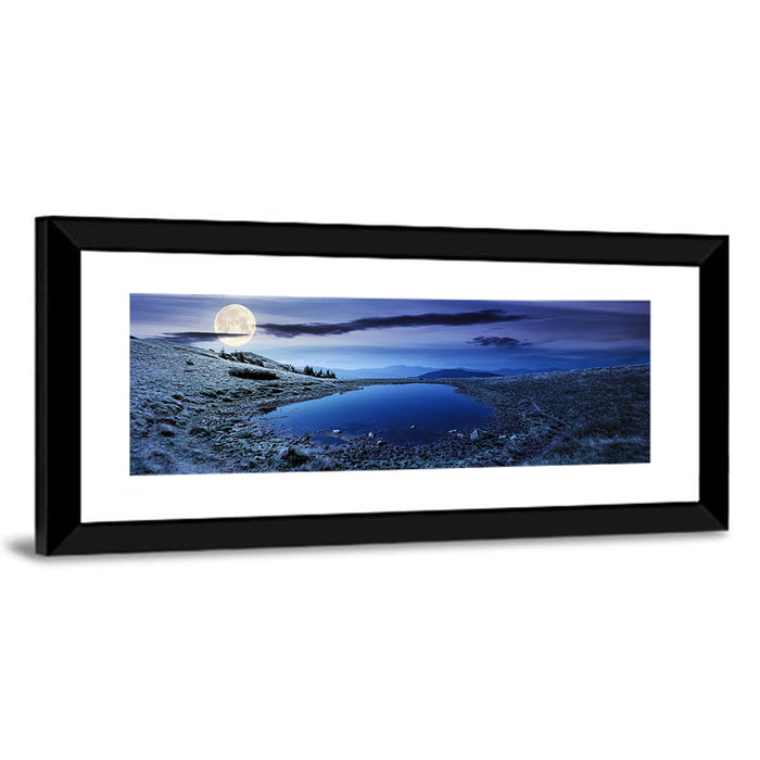 Mountain Lake at Night Wall Art as a framed print