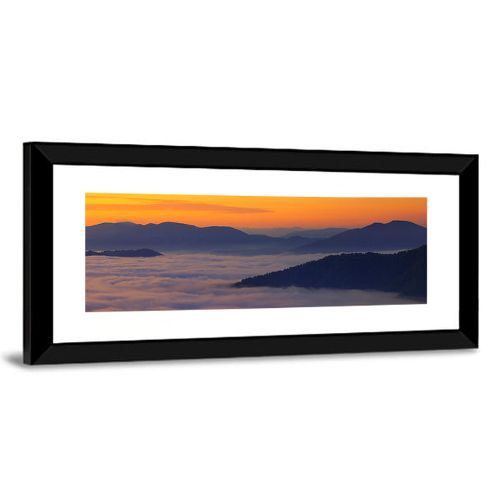 Cloud Sea Over Mountains at Golden Dawn Wall Art as a framed print