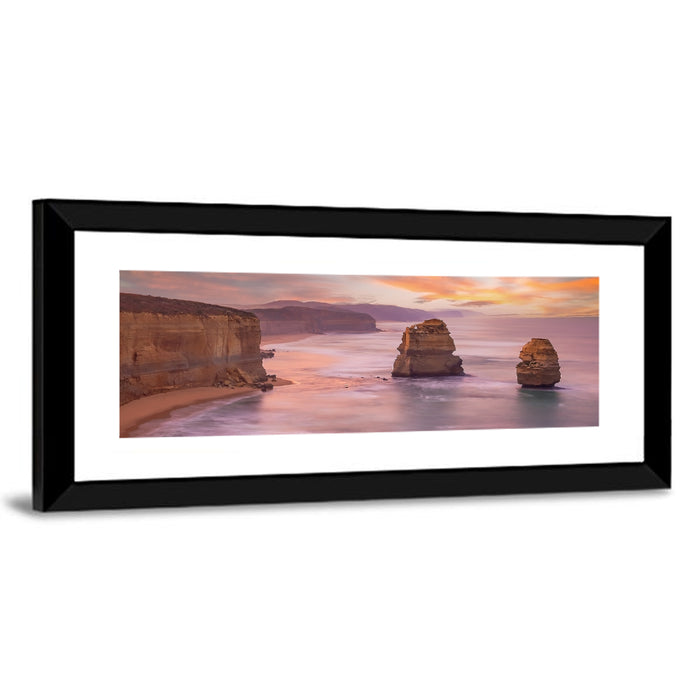 Twelve Apostles Sunset Sea Stacks Wall Art as a framed print