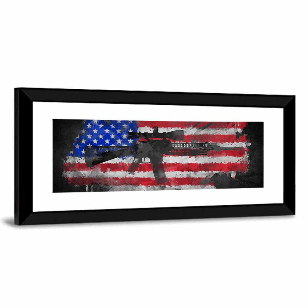 M16 on American Flag Wall Art