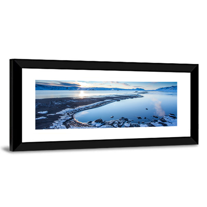 Lake Kleifarvatn Icy Shoreline Wall Art as a framed print