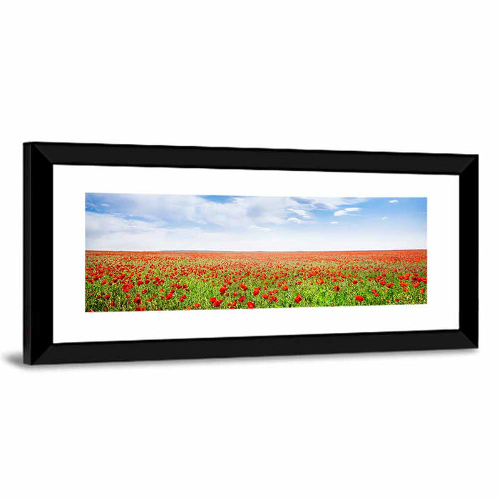 Red Poppy Field Wall Art as a framed print
