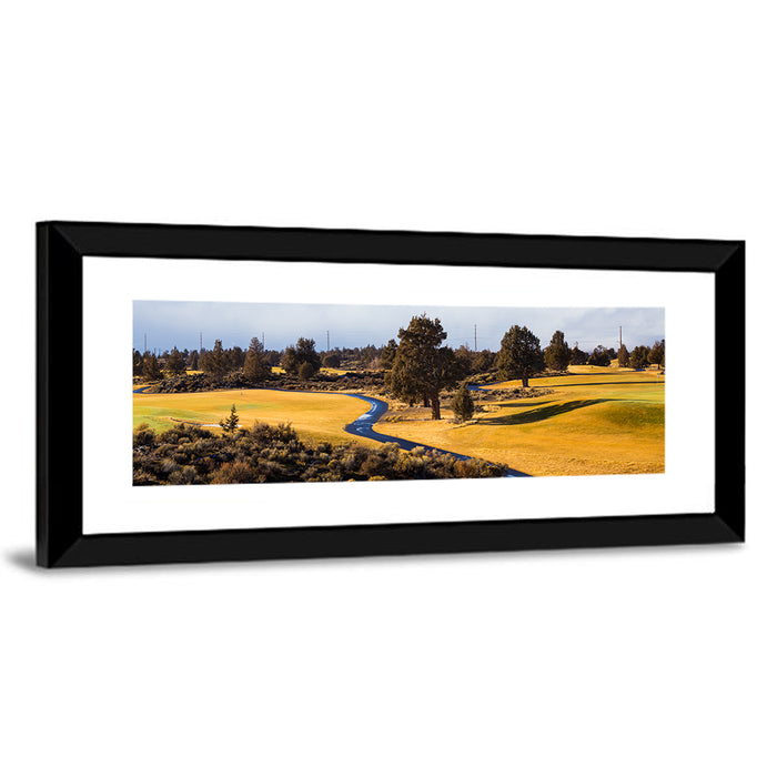 Central Oregon Golf Course with Winding Path Wall Art as a framed print