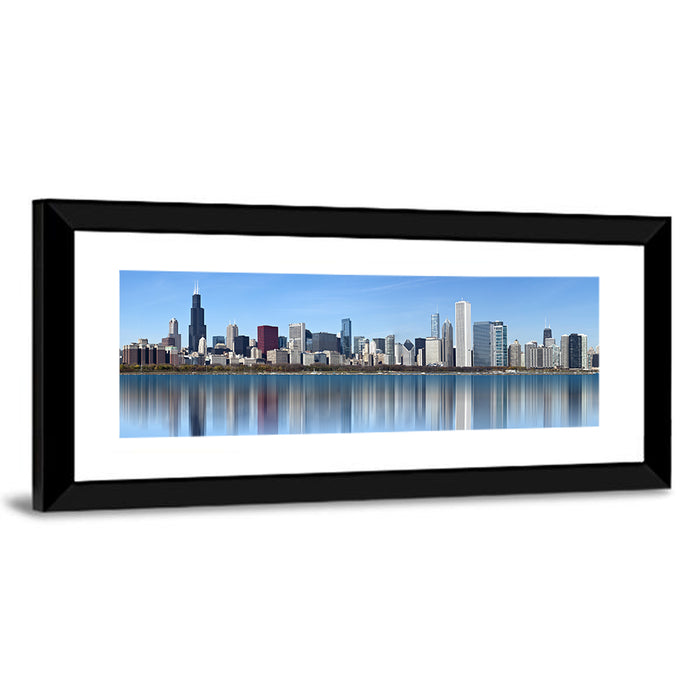 Chicago Skyline Reflection Wall Art as a framed print