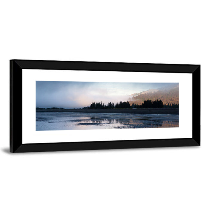 Lake Clark Foggy Shoreline Wall Art as a framed print