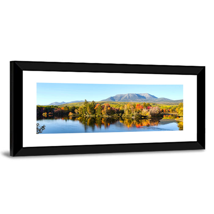Mount Katahdin Autumn Reflection Wall Art as a framed print