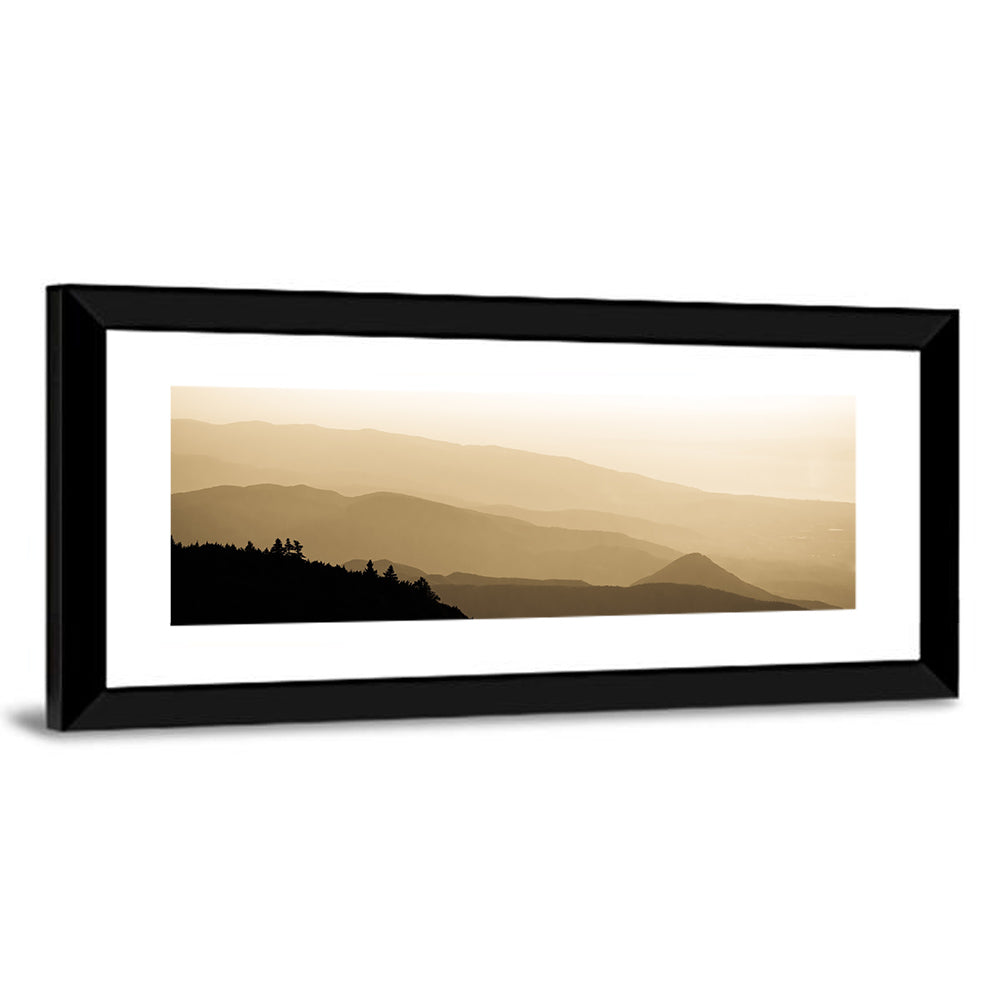 Foggy Mountains Sunset Wall Art