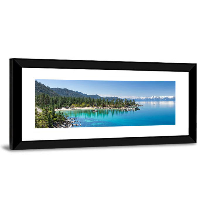 Lake Tahoe Turquoise Shoreline Wall Art as a framed print