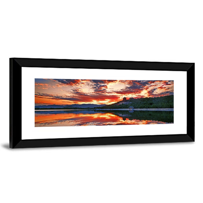 Kunming Lake Sunset, Summer Palace Wall Art as a framed print