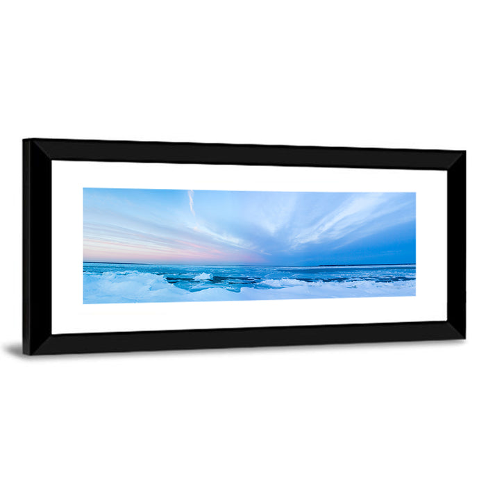Frozen Blue Seascape Wall Art as a framed print