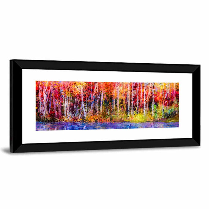 Vibrant Forest Reflection Wall Art as a framed print