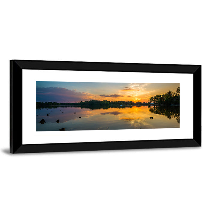 Lake Norman Sunset Reflection Wall Art as a framed print