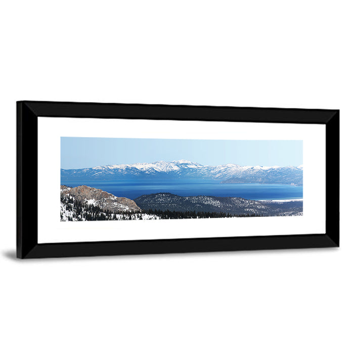 Lake Tahoe Snowy Peaks Wall Art as a framed print