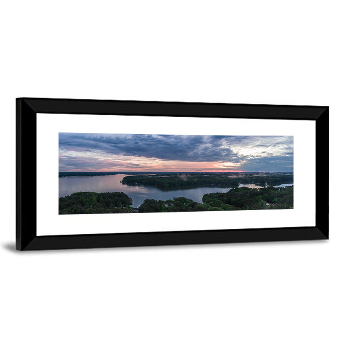 Lake Gaston Mist at Dusk Wall Art as a framed print