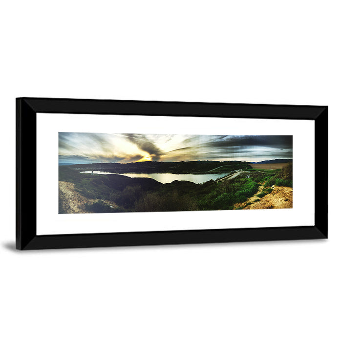 Castaic Lake Sunset Wall Art as a framed print