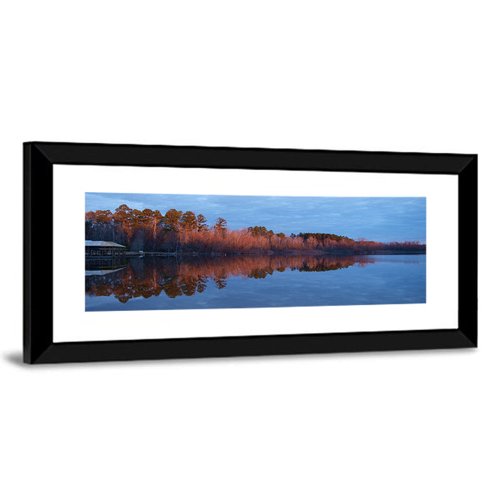 Lake Livingston Pier at Golden Hour Wall Art as a framed print