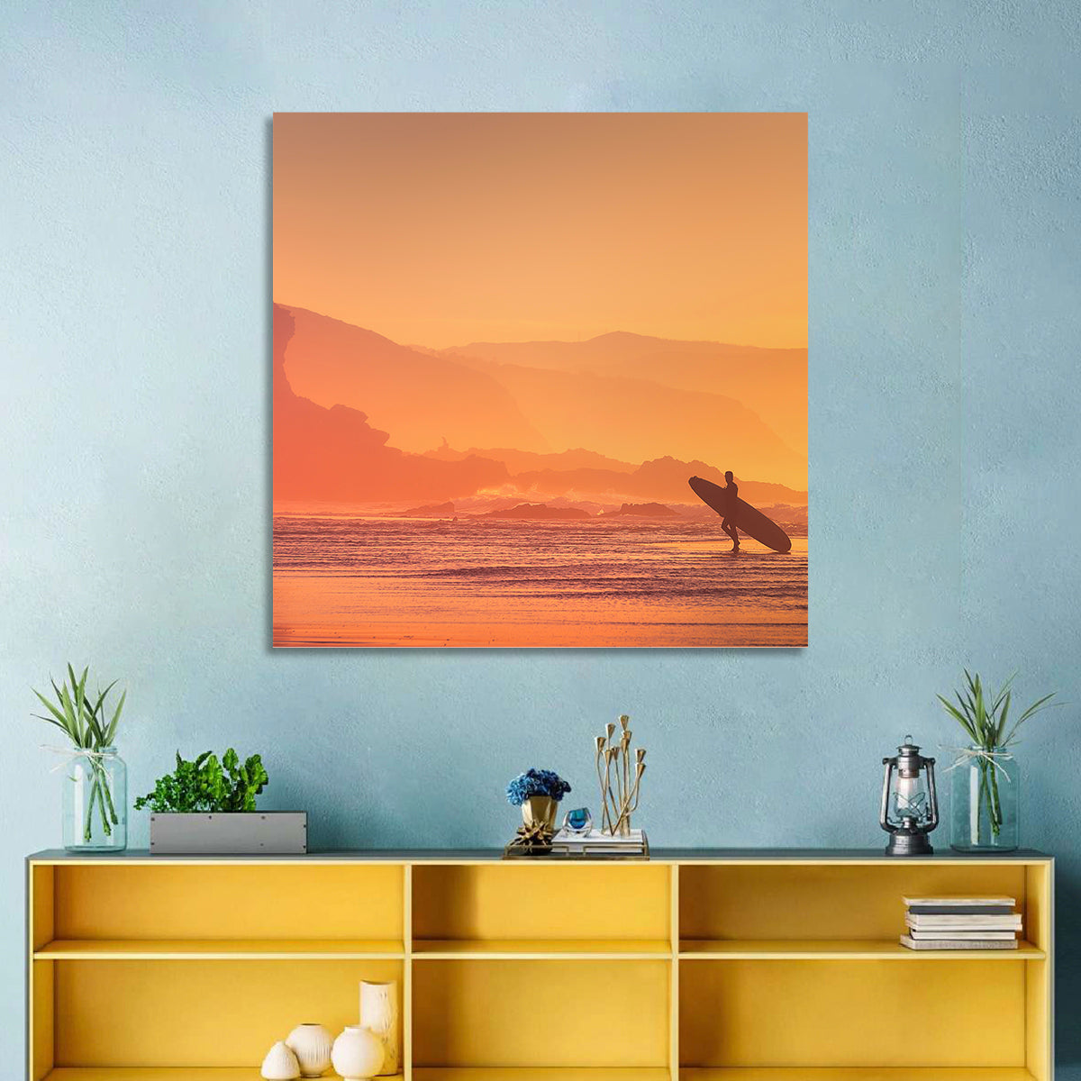 Surfer at Beach Wall Art