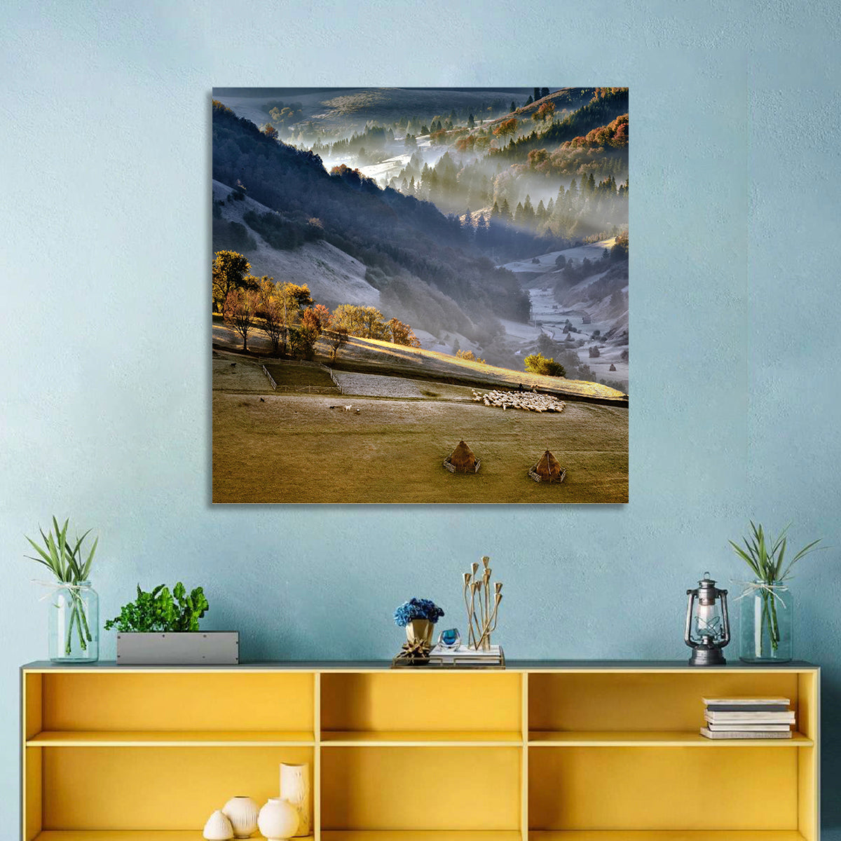 Mountains Village Landscape Wall Art