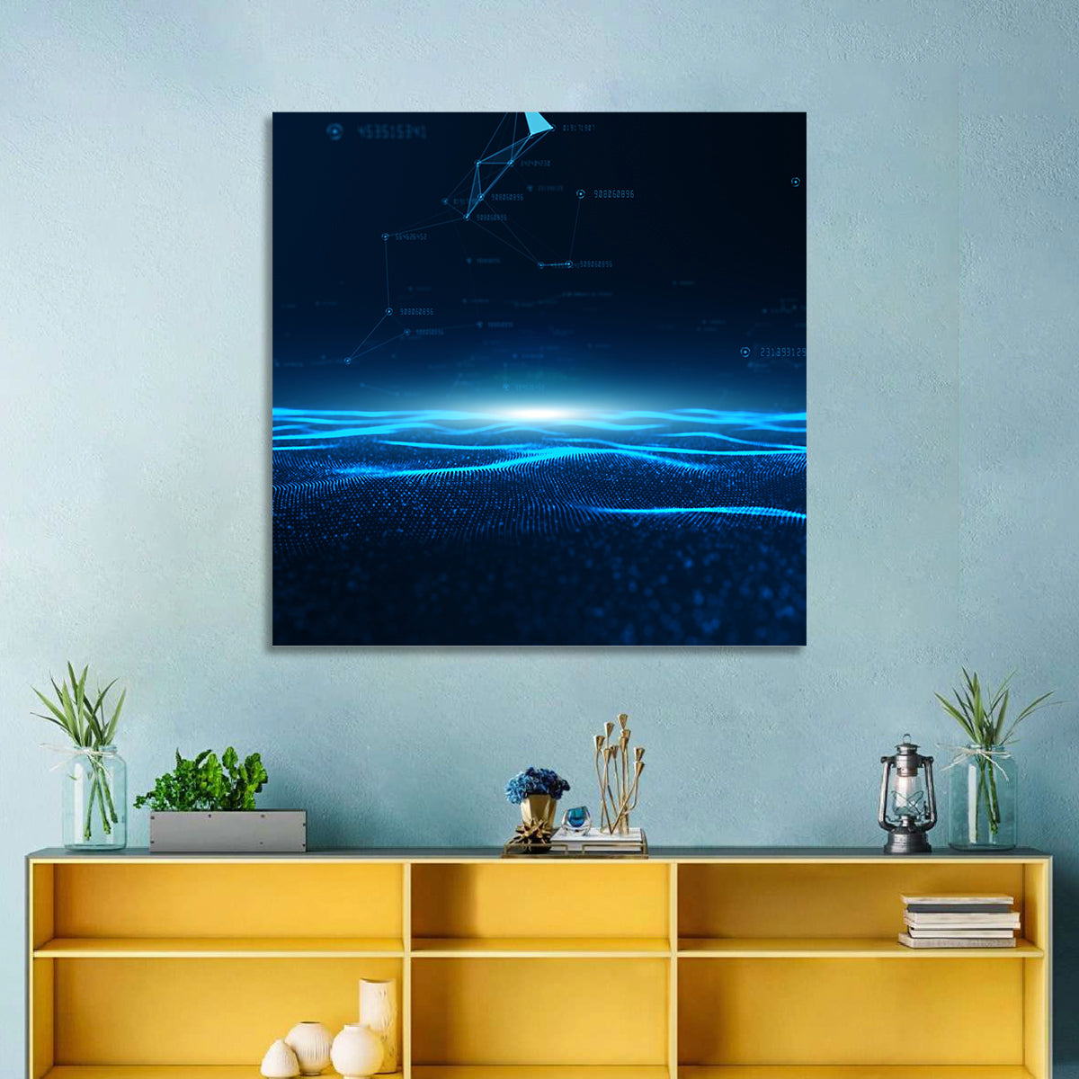 Digital Data Waves Wall Art