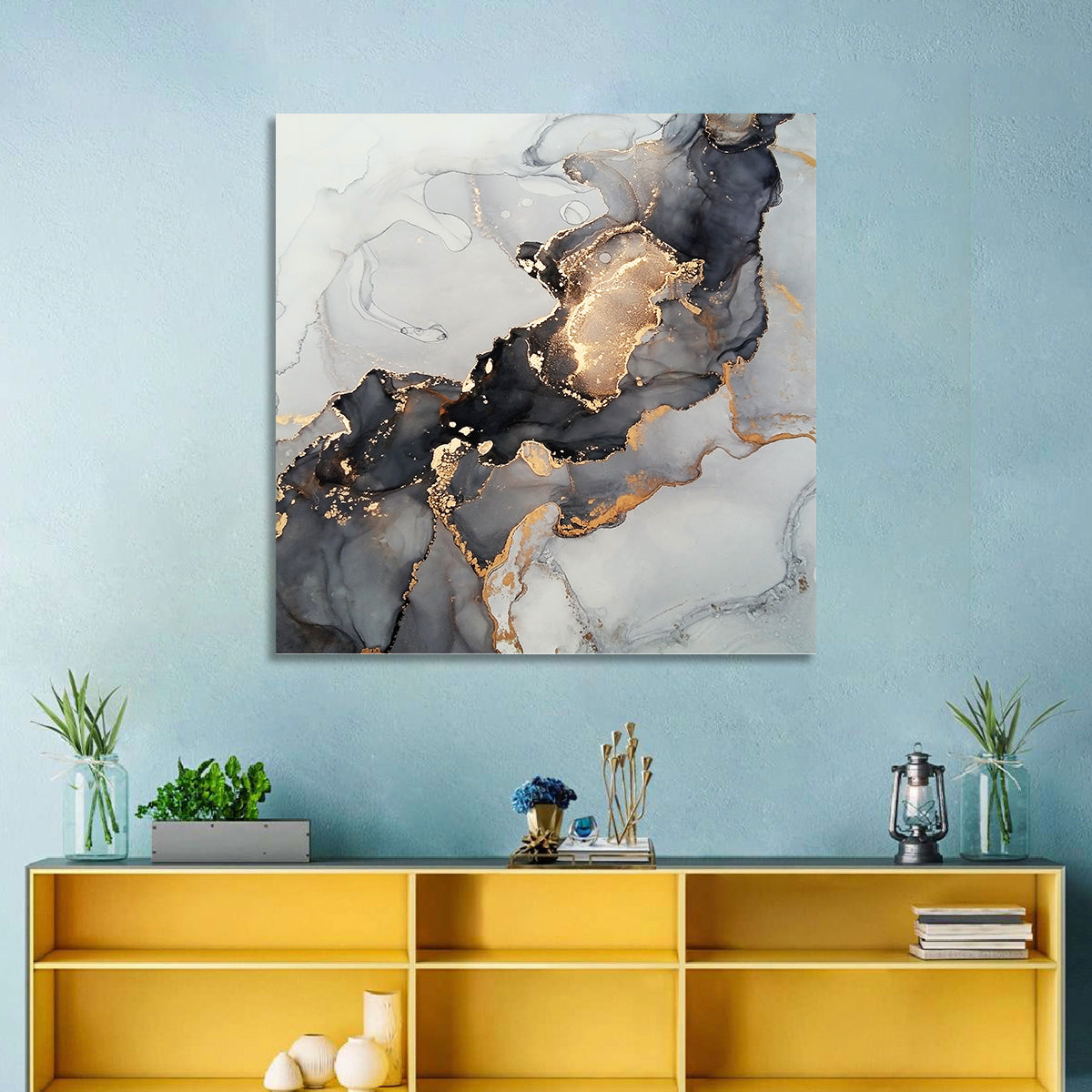 Fire In Black Abstract Wall Art
