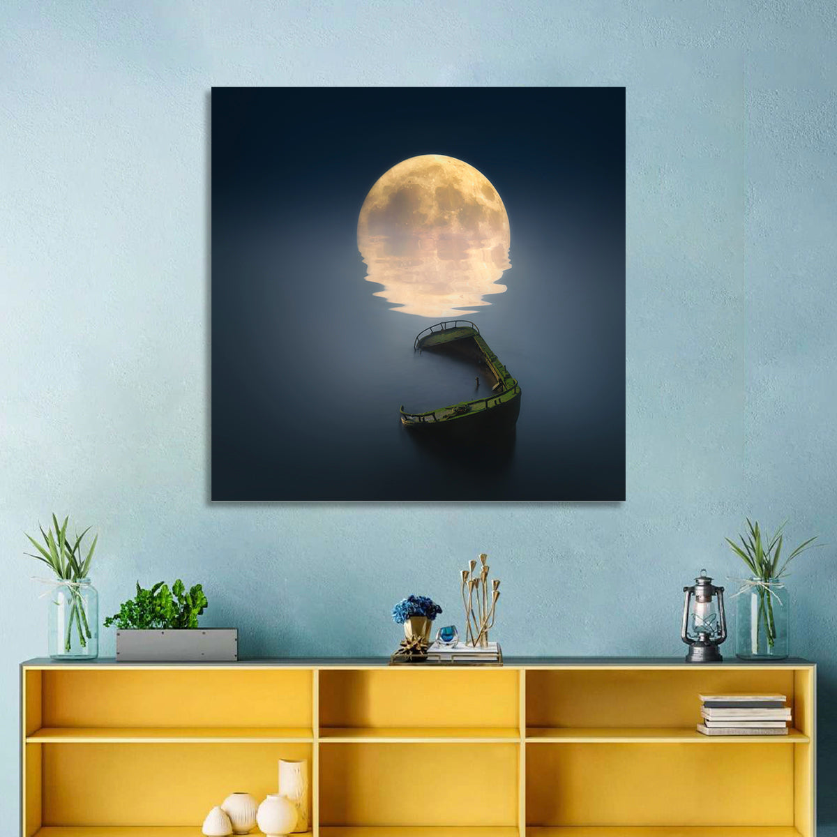 Moon & Broken Ship Wall Art