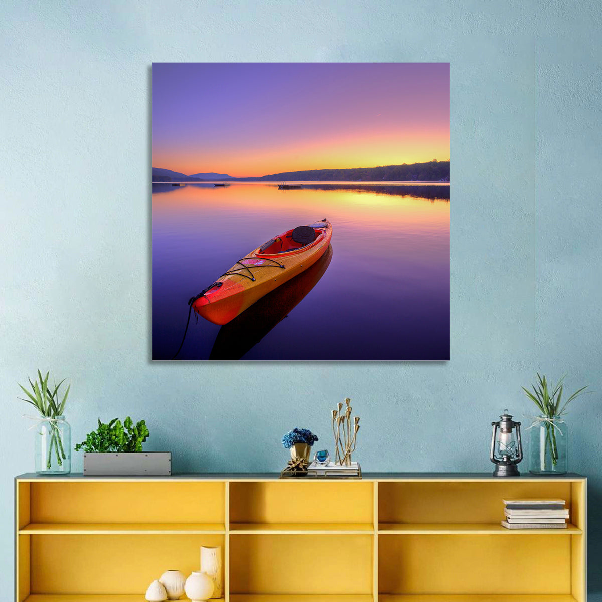 Boat in Lake Wall Art