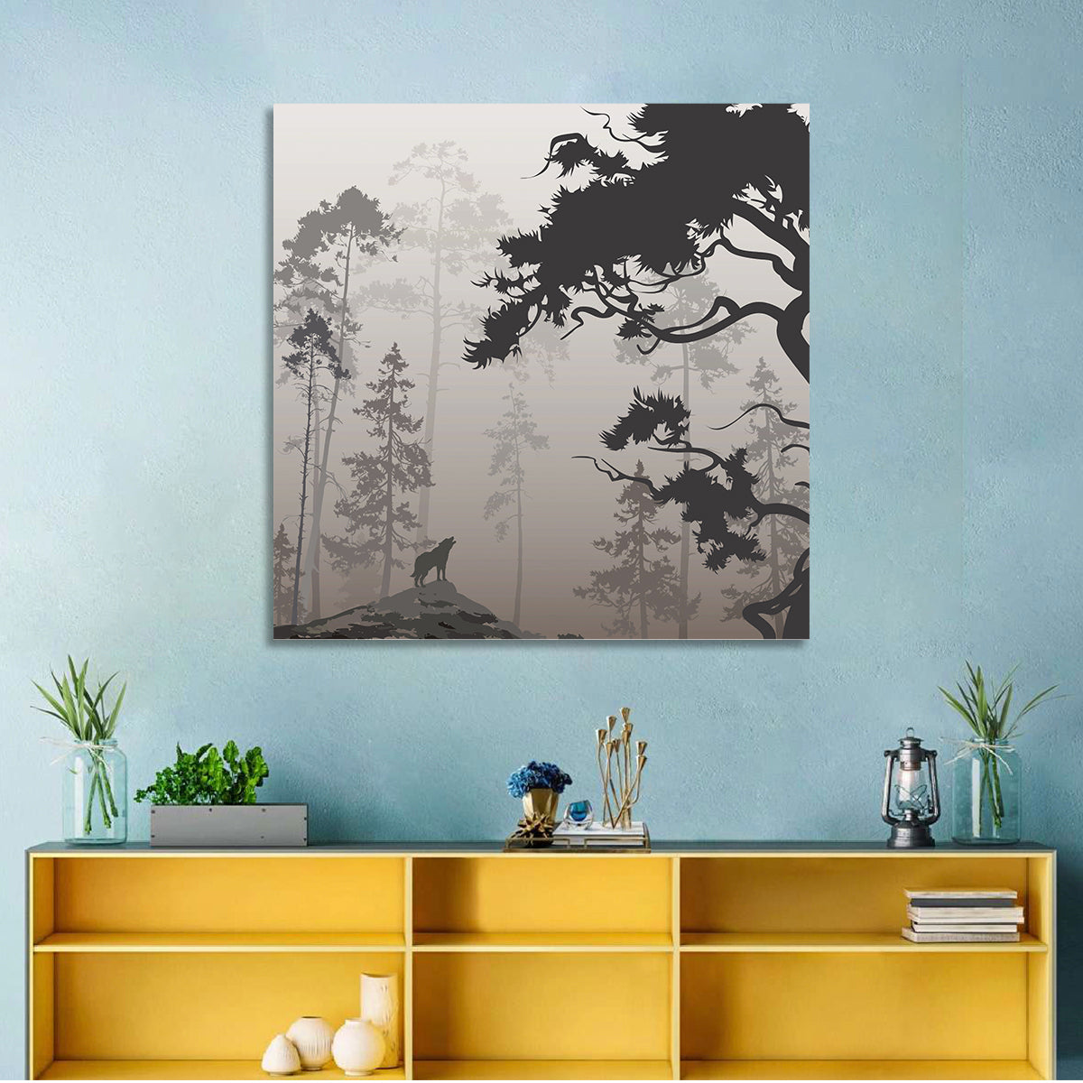Forest & Howling Wolf Wall Art