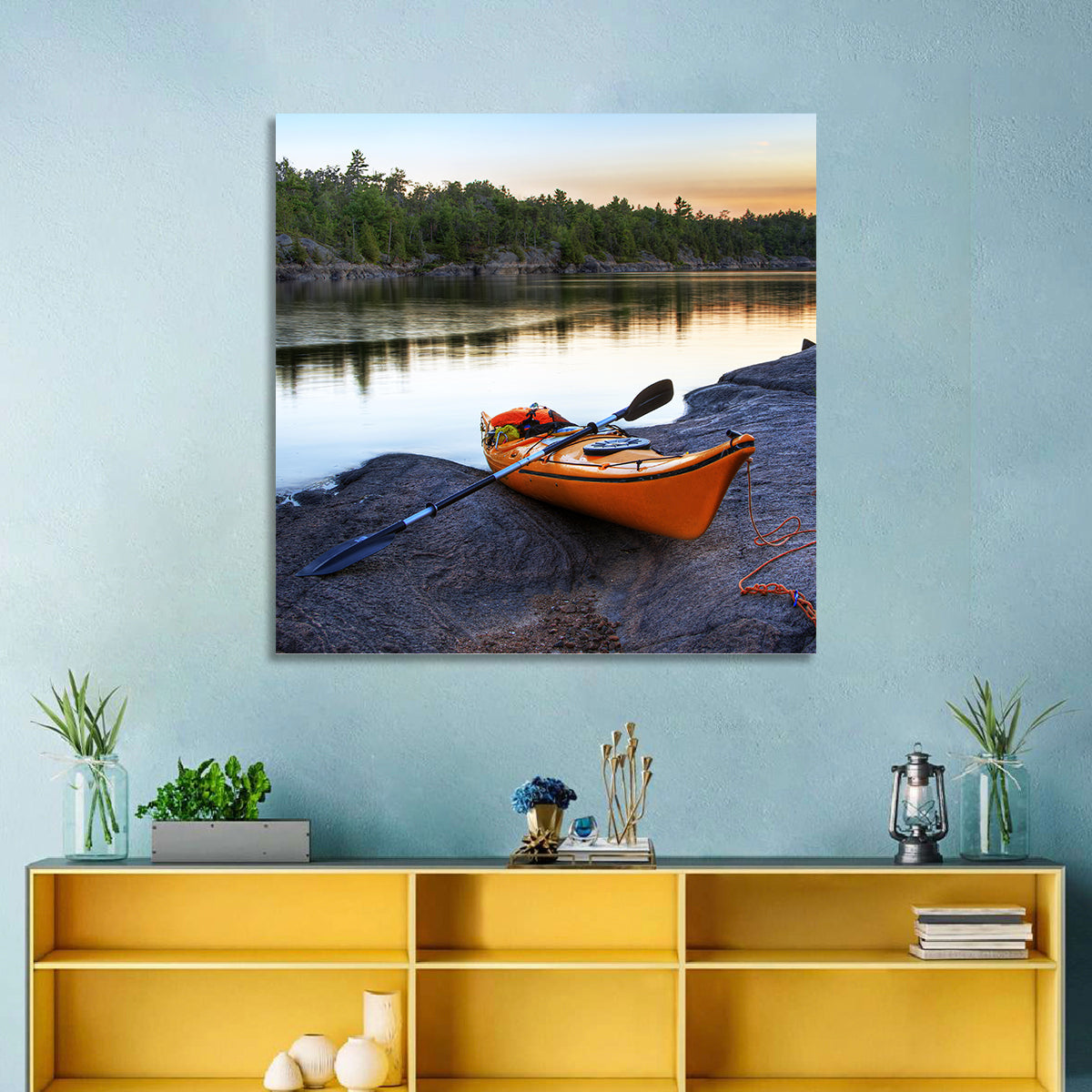 Kayak On River Bank Wall Art