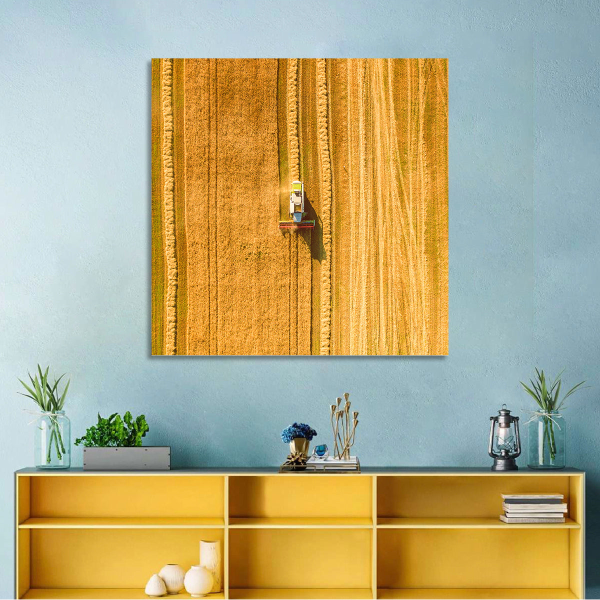 Wheat Field Harvesting Wall Art