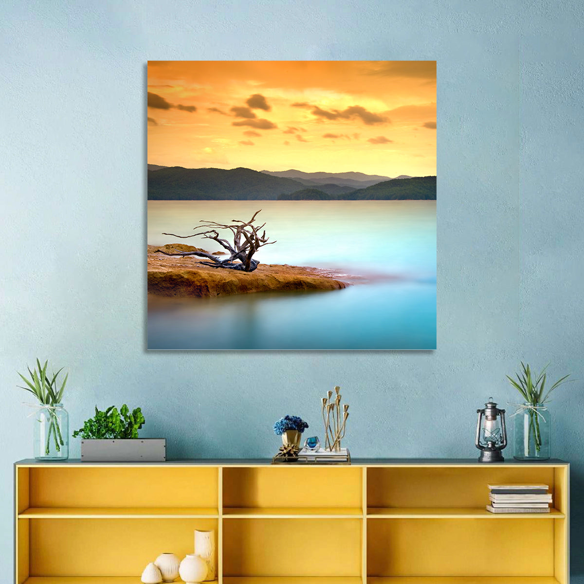 Turquoise Lake Sunset Wall Art