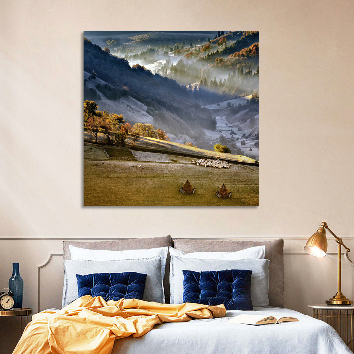 Mountains Village Landscape Wall Art