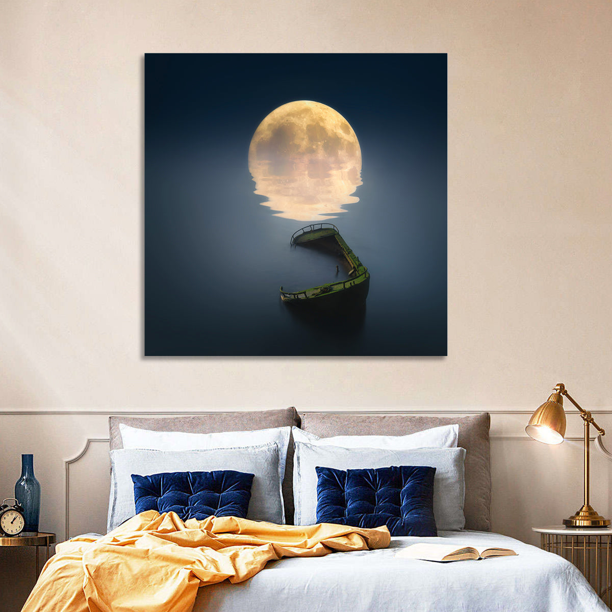 Moon & Broken Ship Wall Art